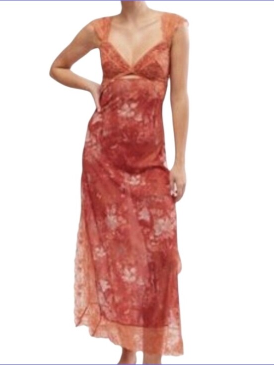 Free People Dresses & Skirts - Free People ($160) Suddenly Fine Maxi Slip Dress Floral Print With Lace Trim NWT